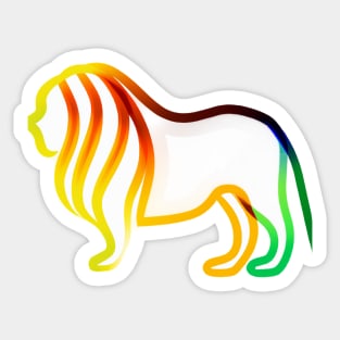 Cute Color Gradient Lion Shape Outline Drawing Sticker